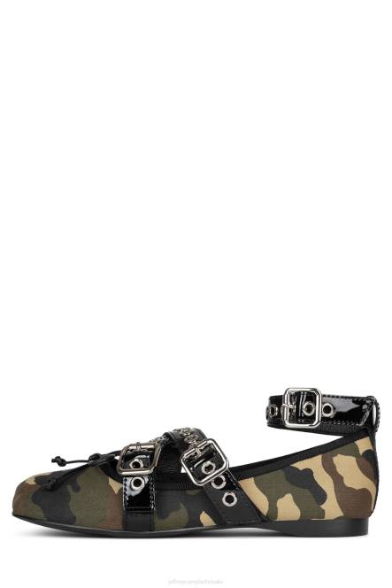 Jeffrey Campbell choreo NDHB212 ballerina's kaki camo zwart vrouwen