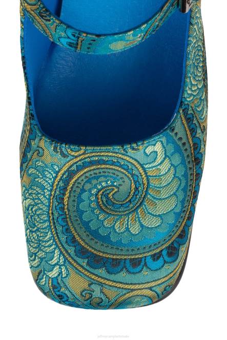 Jeffrey Campbell meneer NDHB1326 hakken pomp blauw paisley vrouwen