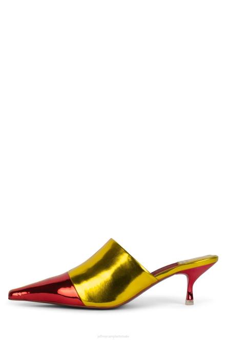 Jeffrey Campbell oculair NDHB1714 muilezel met hakken rood metallisch goud vrouwen