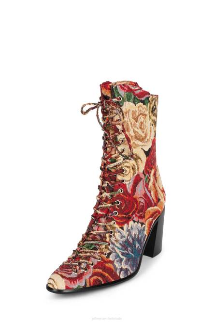 Jeffrey Campbell archille NDHB429 enkel laarzen rode bloemen vrouwen