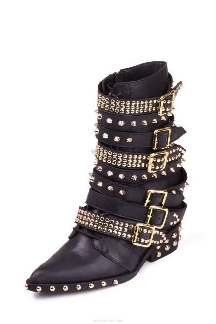 Jeffrey Campbell draco-stud NDHB663 enkel laarzen zwart goud vrouwen