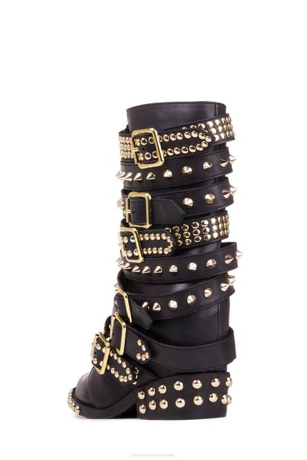 Jeffrey Campbell draco-stud NDHB663 enkel laarzen zwart goud vrouwen