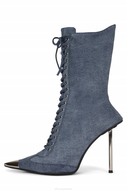 Jeffrey Campbell kom maar op NDHB294 enkel laarzen denim zilver vrouwen