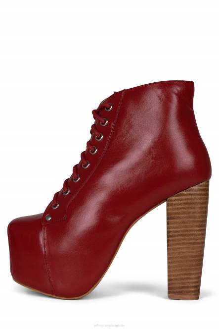 Jeffrey Campbell lita NDHB495 enkel laarzen rode natuurlijke stapel vrouwen