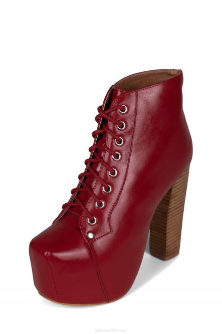 Jeffrey Campbell lita NDHB495 enkel laarzen rode natuurlijke stapel vrouwen