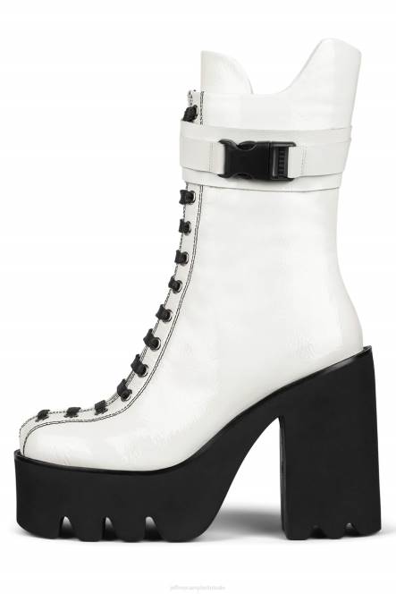 Jeffrey Campbell viking NDHB469 enkel laarzen wit patent vrouwen