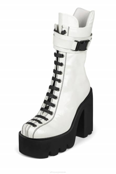 Jeffrey Campbell viking NDHB469 enkel laarzen wit patent vrouwen